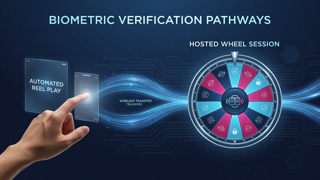 Biometric verification interface on a mobile casino app showing fingerprint and facial recognition options during game transitions