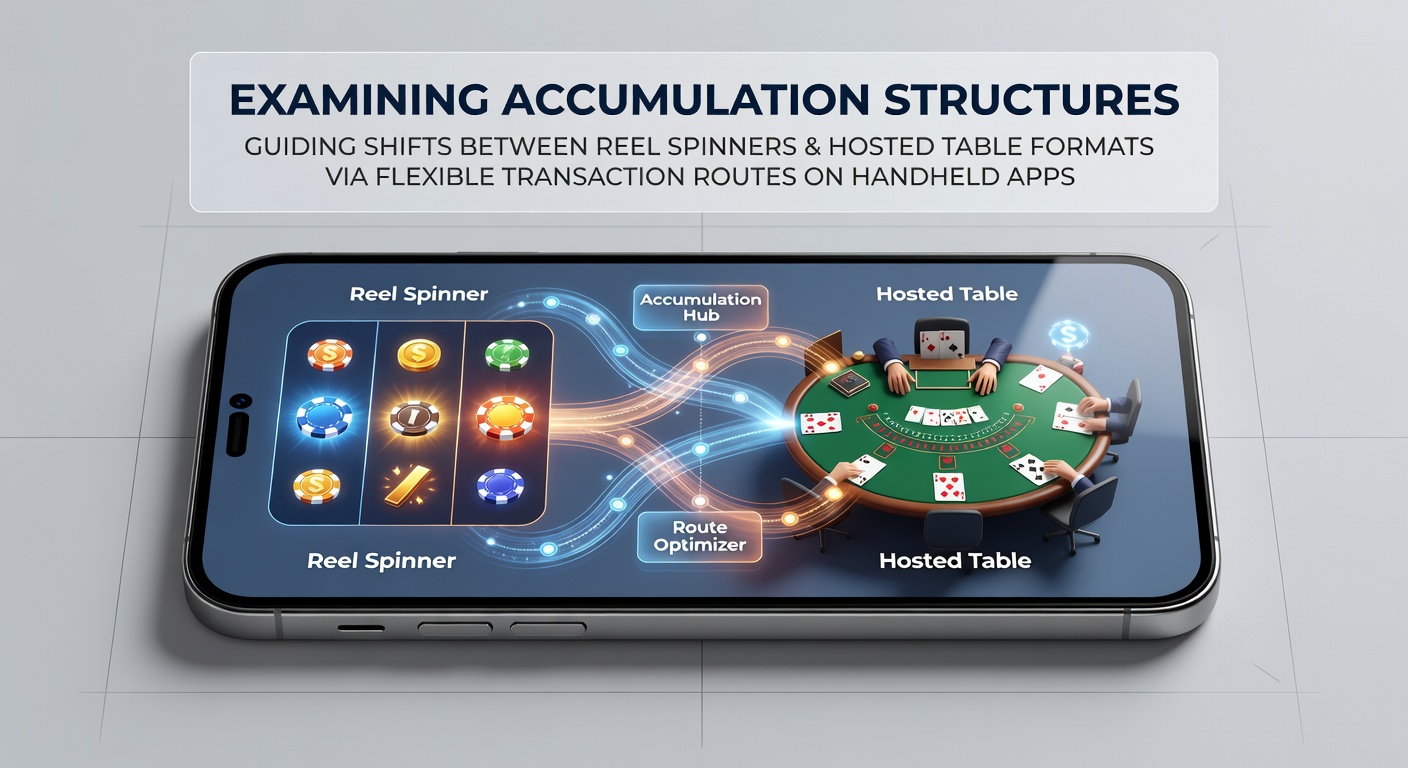 Mobile app interface showing accumulation meters transitioning between slot reels and live table games on a handheld device