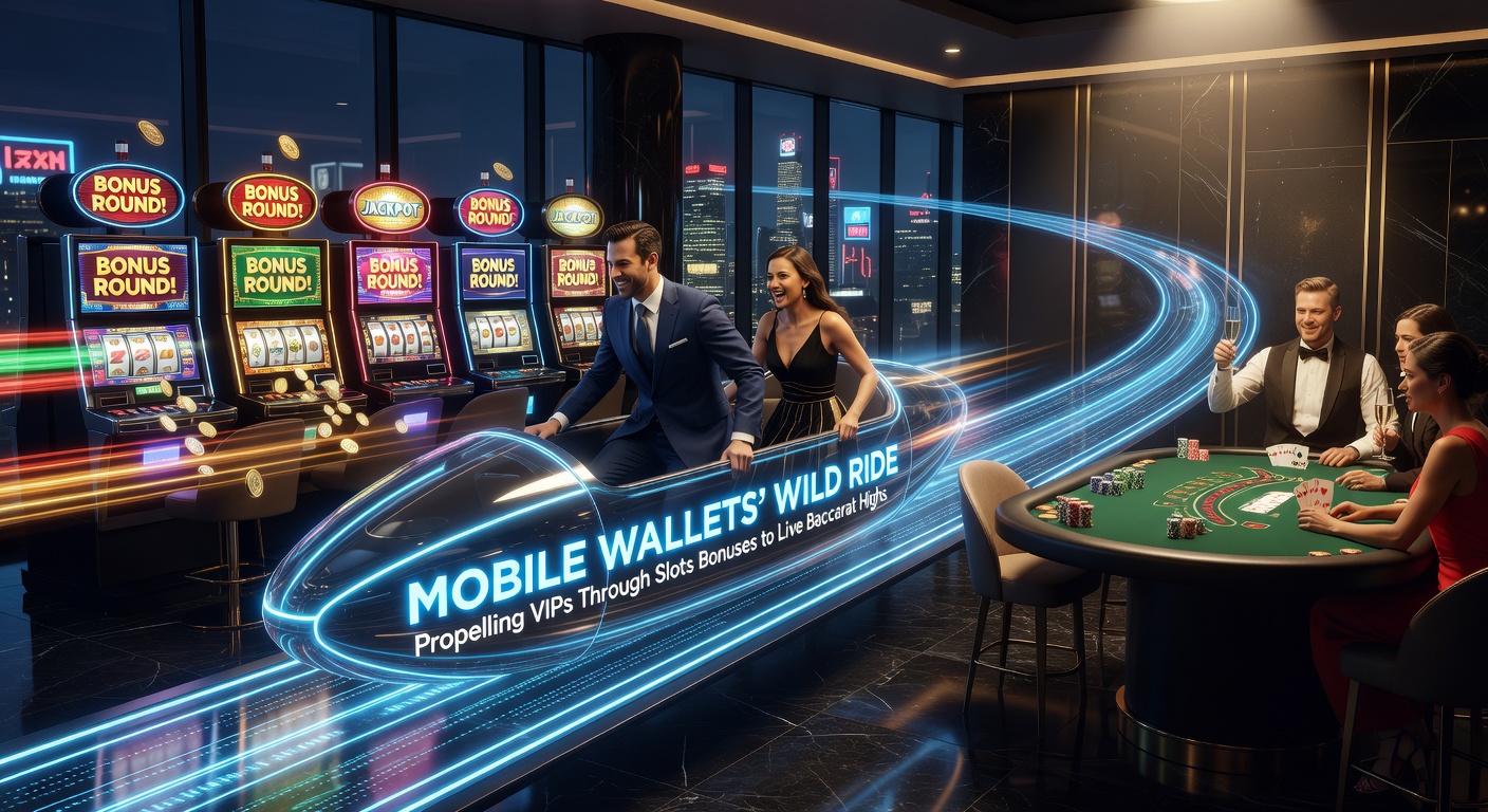 Close-up of a mobile wallet app interface showing a VIP bonus claim transitioning to a live baccarat table with high stakes visible