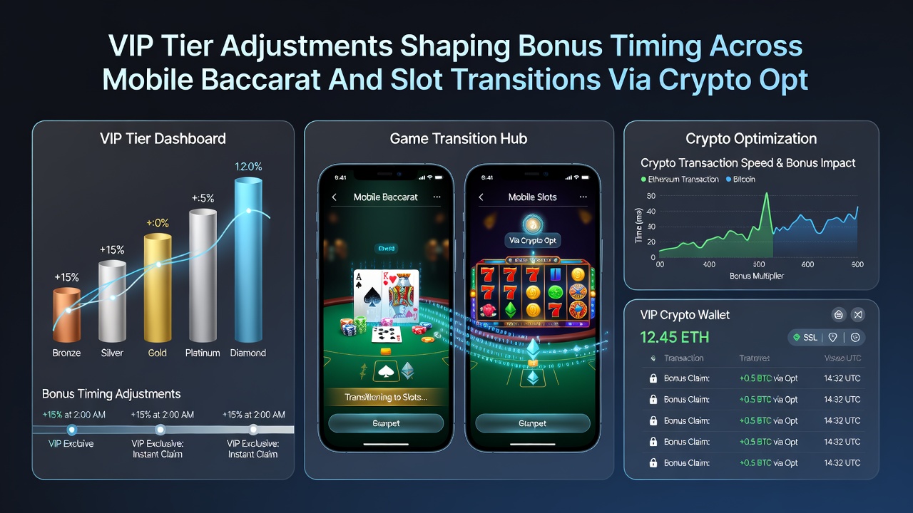 Mobile screen showing tier status and crypto bonus timing between baccarat and slots